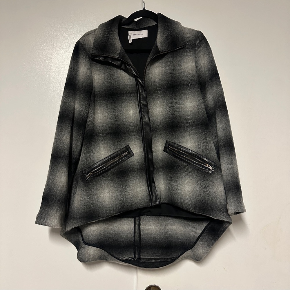 Derek Lam 10 Crosby Women’s plaid check lambskin trim Jacket Size 2